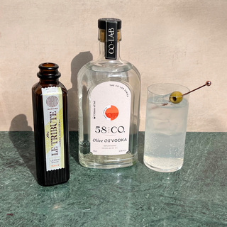 58 and Co Olive Oil Vodka with Le Tribute Olive Lemonade