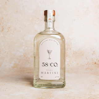 Bottle of 58 AND CO Vodka Martini on a beige background