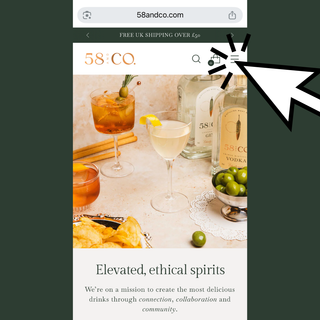 58andco.com product page with cocktails and 58 and co branding.