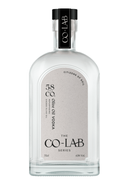 58 and CO CO-LAB Olive Oil Vodka Bottle | No background